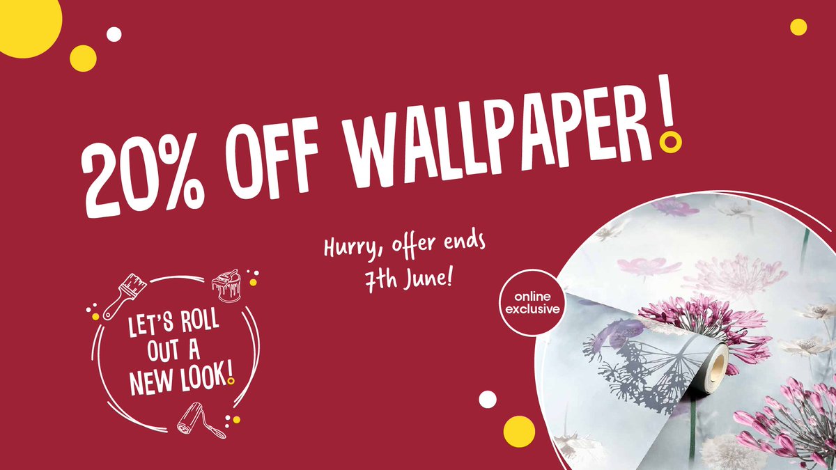 LoveWilko's tweet photo. We have a wide range of wallpaper to choose from and for a limited time only, you can get 20% off! What are you waiting for?
https://t.co/epv2sLu5fb
#LetsGetDecorating #LetsDoItTogether #lovewilko #home #decor #interiordesign https://t.co/rhyKJ1pwZE