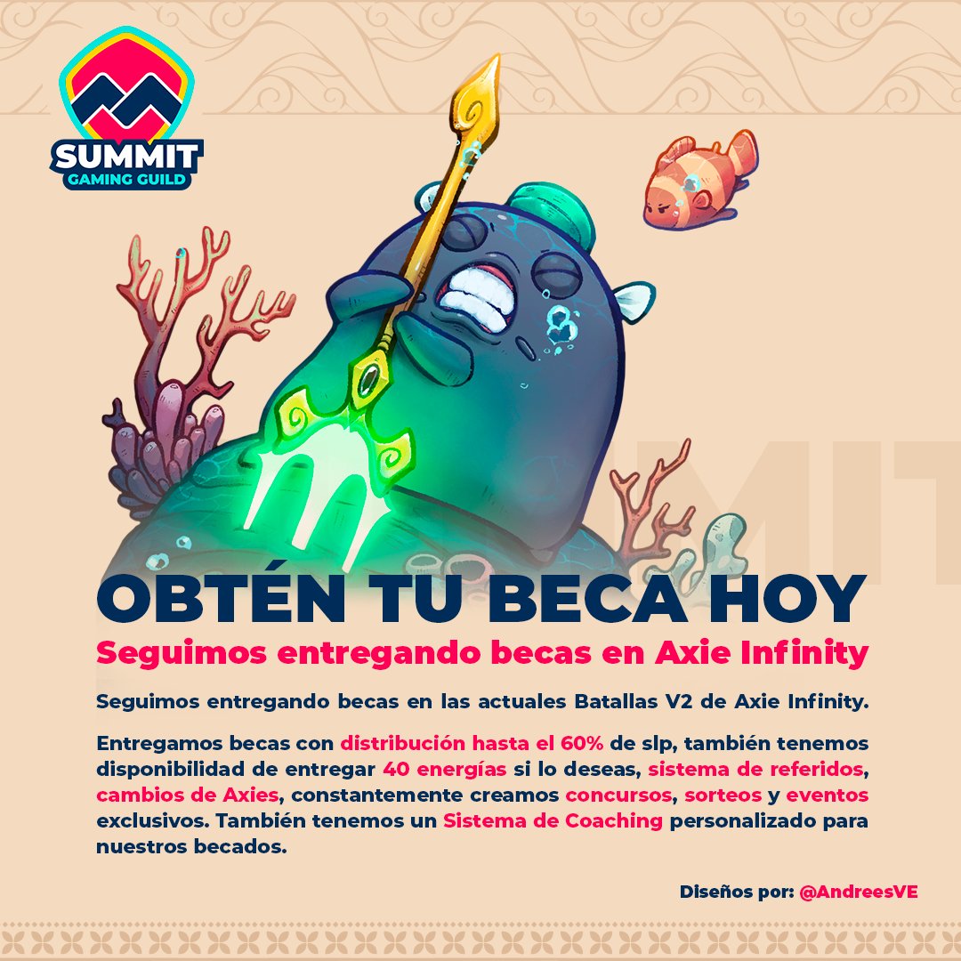 SummitGGuild's tweet photo. ¡OBTEN TU BECA DE 40 ENERGIAS DE AXIE INFINITY AHORA!
Disfruta de hasta un 60% , Coach Gratuito , Cambio de Team.
Aplica ahora: https://t.co/3AB3QBDG6j
Diseño: @AndreesVE
#AxieInfinity #Becas #ScholarShip #SummitGG https://t.co/h2XmLCkm4O