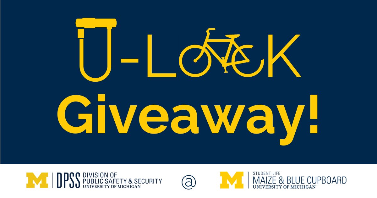 umichdpss's tweet photo. DPSS will be at the @umichcupboard  today from 3 to 5 p.m. giving away bicycle U-Locks to U-M students &amp; sharing important safety information. Stop by! https://t.co/7WuBpzLzwJ