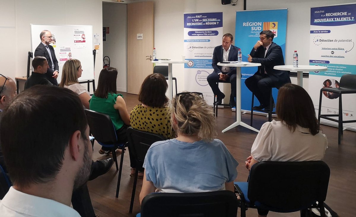 FTravail_PACA's tweet photo. Lancement aujourd’hui à Marseille par @NicolasIsnard et @pascalblain13 de Détection de potentiel, un nouvel outil pour répondre aux difficultés de #recrutement financé par @MaRegionSud 🔎https://t.co/xwVz2AoM80 #ExpertisesdAvenir https://t.co/raJ0usXc1M