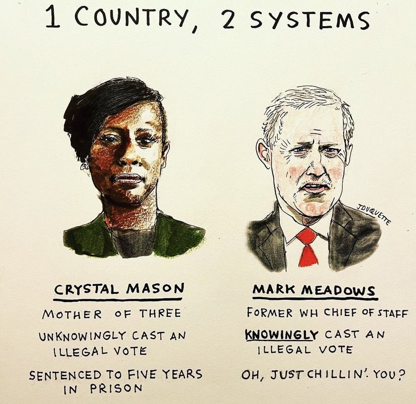 1 Country 2 Systems!
#EqualJustice 
Everytime you hear about the 'Freedom Caucus' & Mark Meadows, REMEMBER 
#CrystalMason