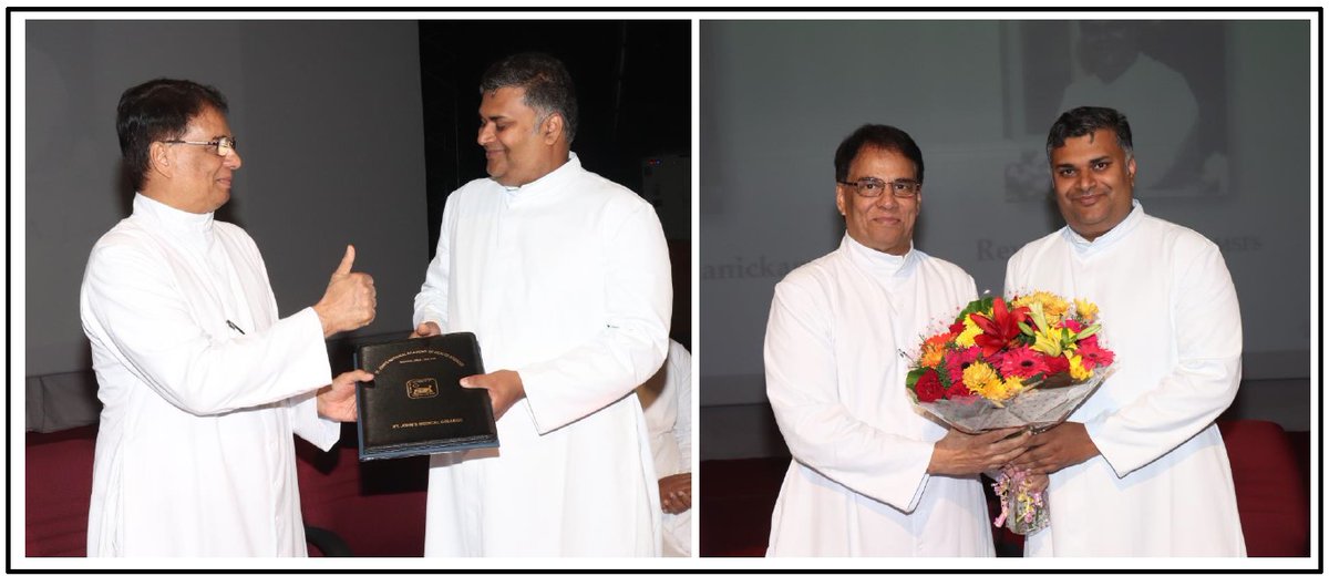 StJohns_Blr's tweet photo. Farewell to #RevFr Jesudoss Rajamanickam, Outgoing #ADF @StJohns_Blr, completing his term on May 31.
A program organized at St. John’s main auditorium to wish #RevFr. Jesudoss all the very best.
#RevFr Tony AJ, MSFS, was installed as the new #ADF @StJohns_Blr https://t.co/fHa1PJvHWg
