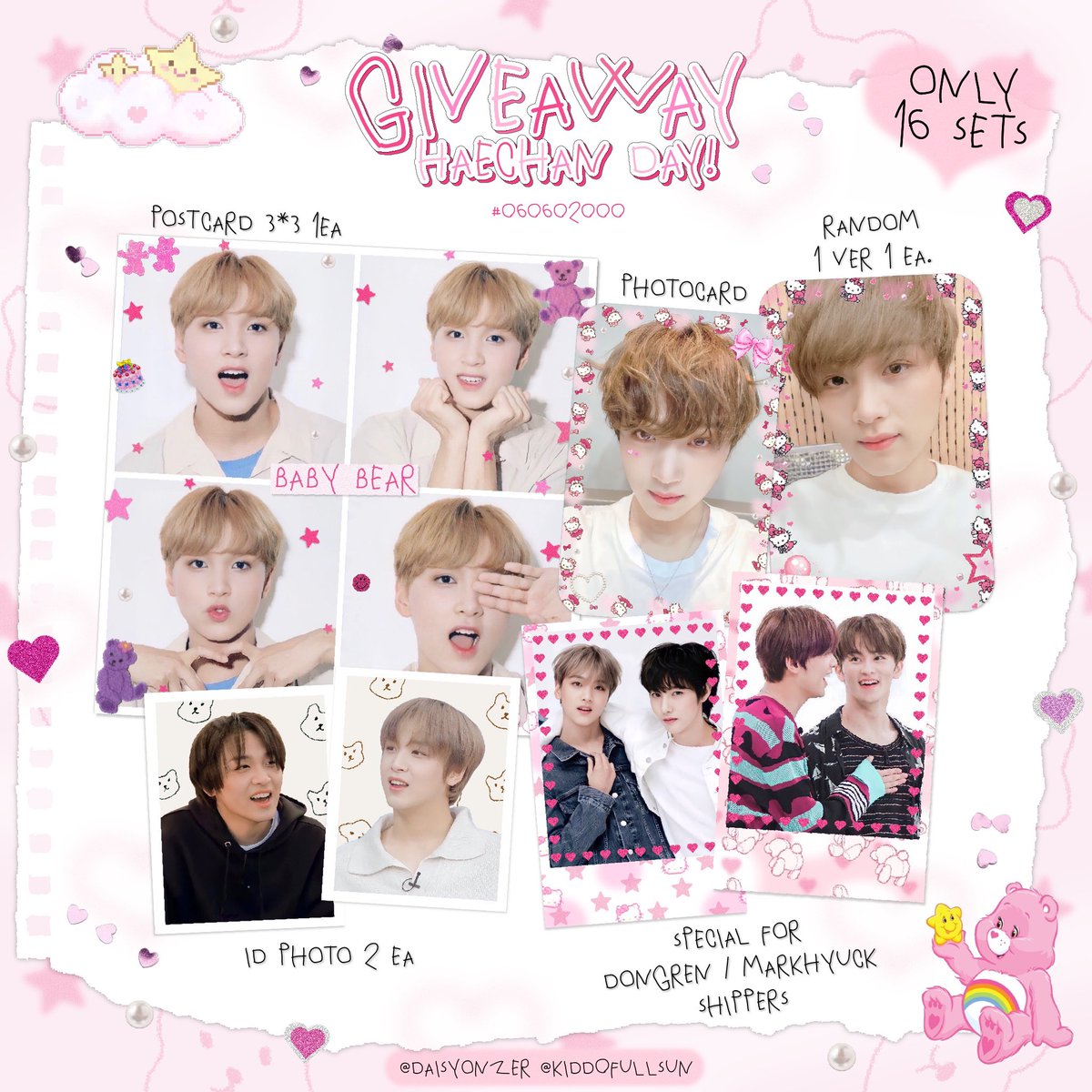 pls rt , 𝑔𝑖𝑣𝑒 𝑎𝑤𝑎𝑦 卄卂乇匚卄卂刀 🐻🪸🐚
 
    ✶0nly 16 set!✶

ɢɢ from ; 06/06/22  
₍ᐢ.ˬ.ᐢ₎ time ; 20:30🪜⌇
🌷shipping; 33 ฿ 🎨 

🎟1 free set for my♡︎follows 0nLy ੈ✩ 
𓏔 AND special give for no 1,6,12✌🏻

𝙱𝚈 <a href="/daisyonzer/">zerr ᙏ̤̫</a> 𝚇 <a href="/kidd0fullsun/">:babe</a> 
꒰ #happyhaechanday ꒱