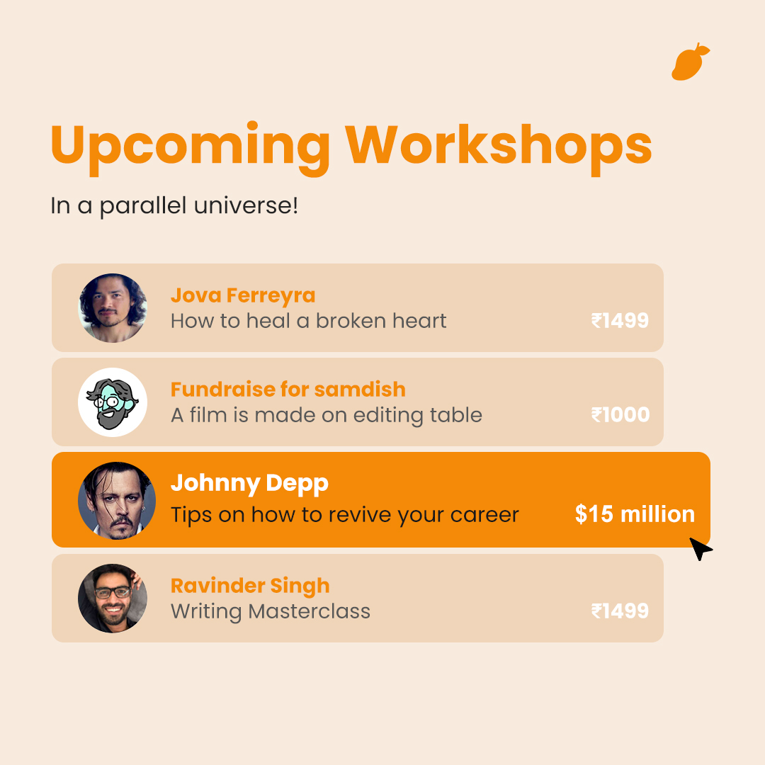 tagmangofficial's tweet photo. Johnny Depp is taking a workshop on TagMango in a parallel universe, register now.

#JohnnyDepp #JohnnyDeppVsAmberHeardTrial #JohnnyDeppAmberHeardTrial #JohnnyDeppGotJustice #AmberHeard #ContentCreator https://t.co/yMRrdO7772