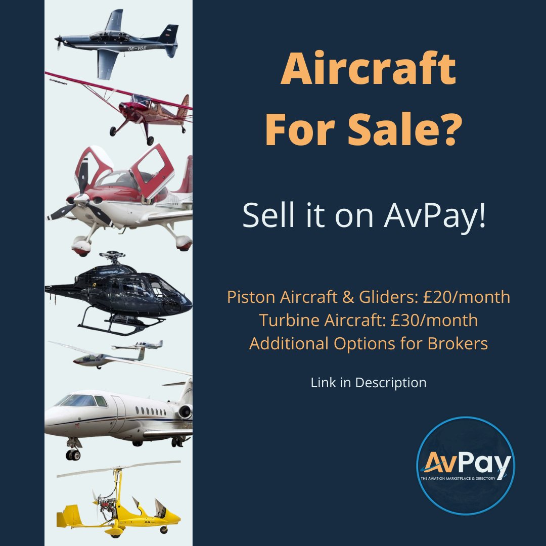 To list your aircraft head to the link below and email your aircraft specs/photos to aircraft@avpay.aero. Add your aircraft here: avpay.aero/sell-aircraft-…

#aircraft #aircraftlowers #aircrafts #aircraftsales #airplane #airplanelovers #airplanes #airplanedaily #planes