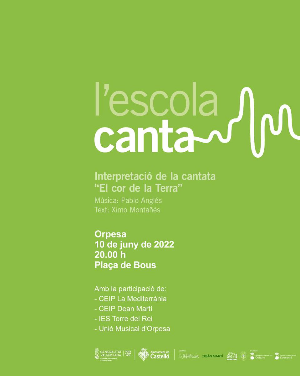 BandaOrpesa's tweet photo. "L'escola canta" arribarà a #Orpesa el divendres 10 de juny. Serà a les 20.00h a la plaça de bous. Vos esperem! https://t.co/z5sM1PeJQX