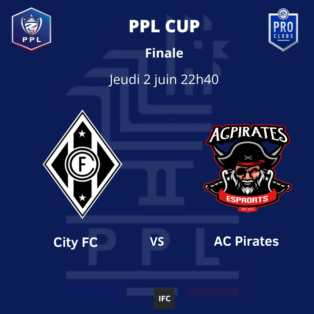 Ligue_PPL's tweet photo. 🇫🇷COUPE DE FRANCE🇫🇷
Rendez-vous ce soir 22h40 pour la finale de la #PPLCup (Saison 10)!
Très belle finale en perspective entre @_CityFC_ et @acpiratesesp
🖥https://t.co/UAAtxov7pb
@IFC_Project @RTduCP @rtducp1 @GamingRTweeters @ILOVEPROCLUB1 @EsportsTweeter #Fifa22 #ClubPro https://t.co/ArBmbZ6pAU