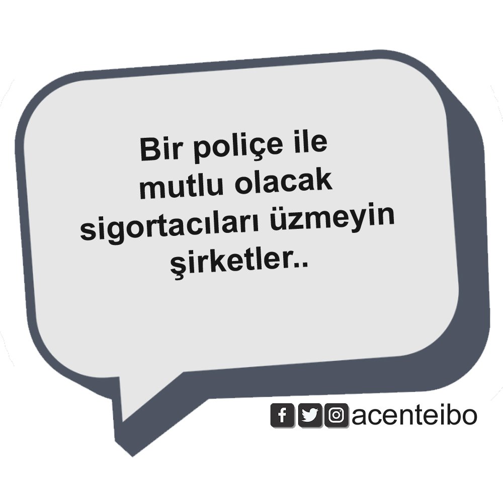 Bir poliçe ile mutlu olacak Acentelerinize üzmeyin, şirketler...

#sigorta #sigortacı #Acente #sigortaAcentesi #Acenteibo