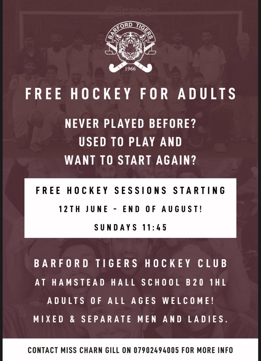 Barford_Tigers's tweet photo. Let’s get everyone active this summer! @SportBirmingham @Sport_England @EHWMids @Sport_England @MRHARESULTS @hockeyfuturesuk @Vitality_UK #sportsforall #nevertoolate https://t.co/sS7LSbDv9E