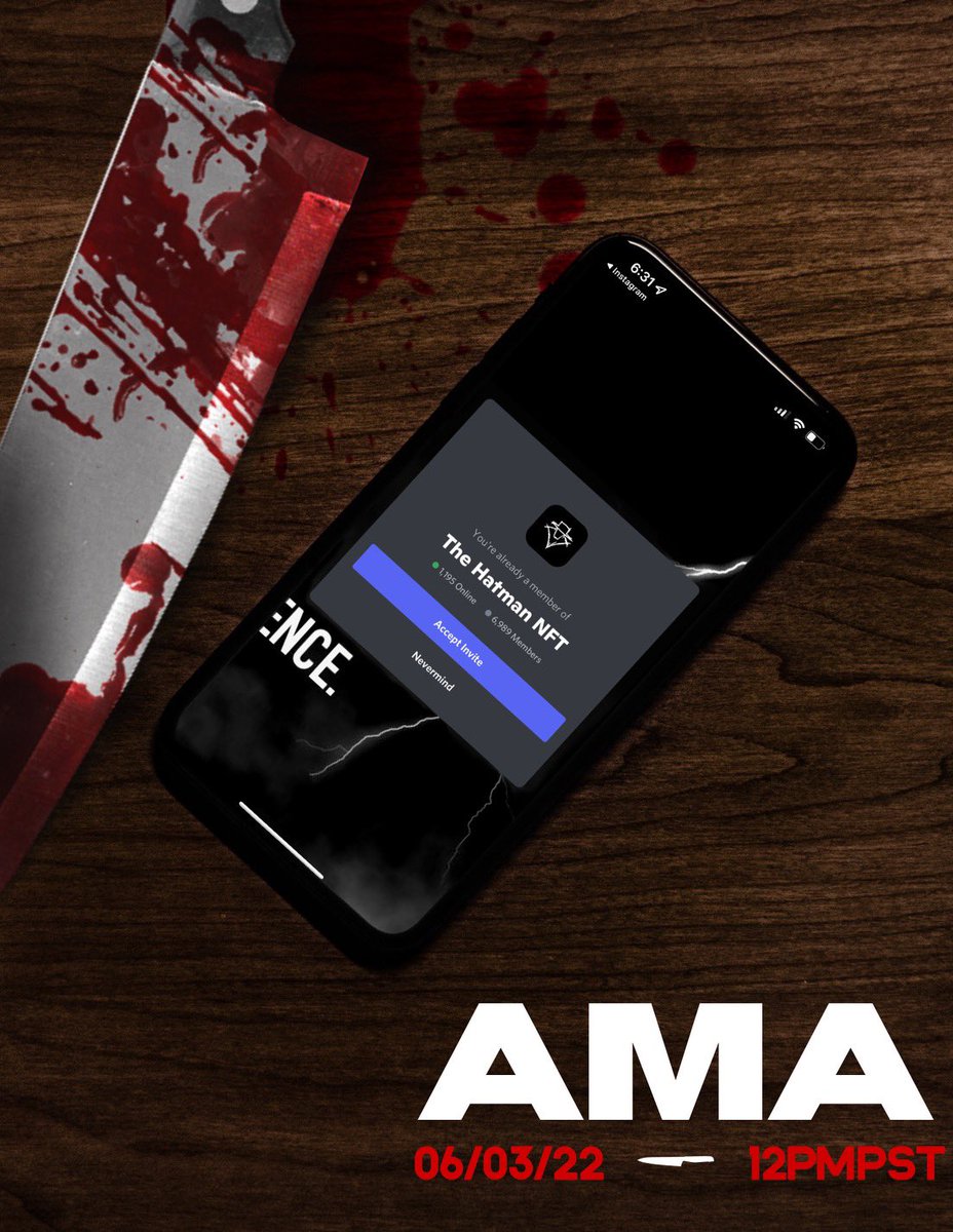 TheHatmanNFT's tweet photo. You will not want to miss this.🔥 

Only on our discord. ⬇️

See you soon 🔪 https://t.co/emAXW8ffnl