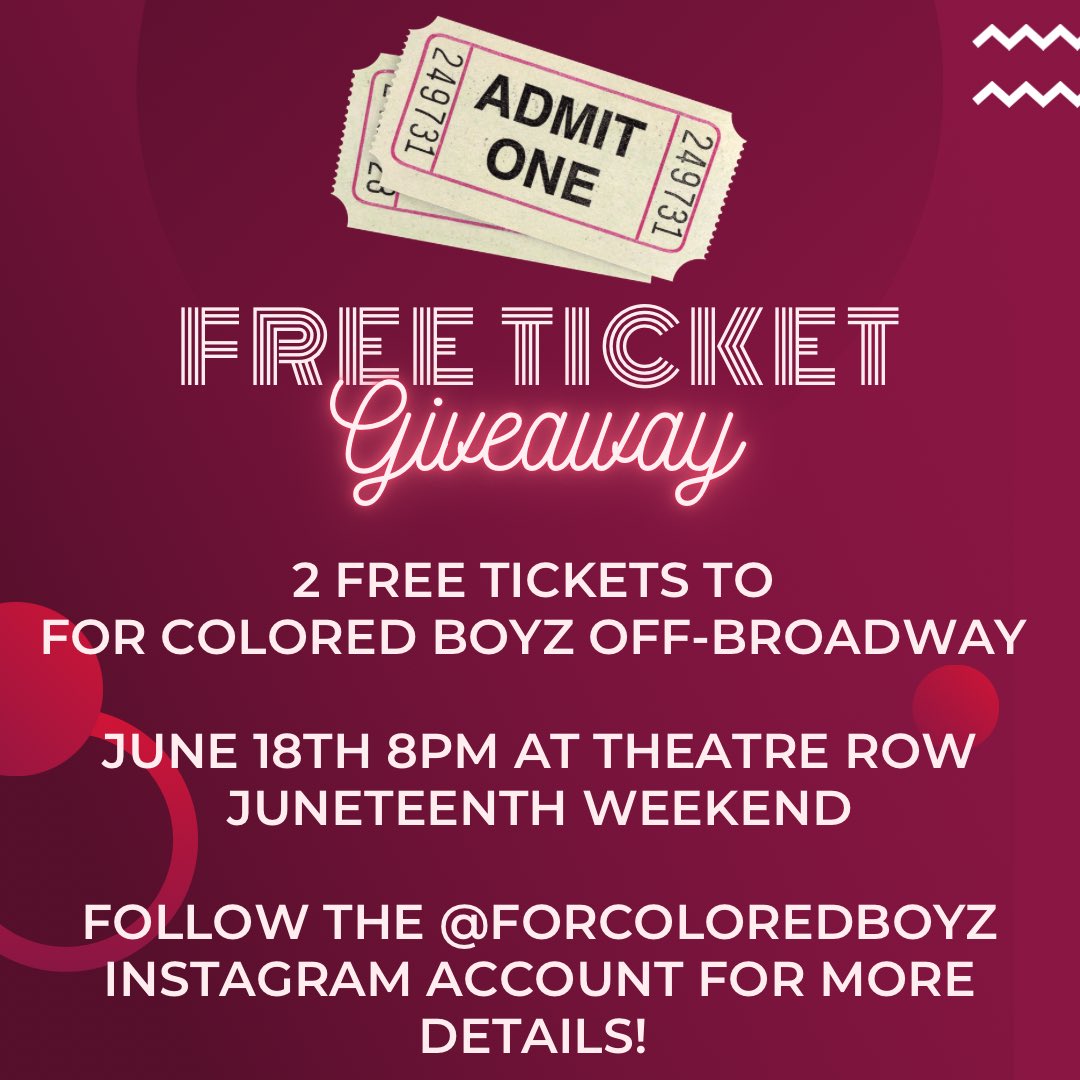 FREE TICKET #giveaway FOLLOW  @forcoloredboyz FOR MORE DETAILS!! #juneteenth #offbroadway #theatrerow #free