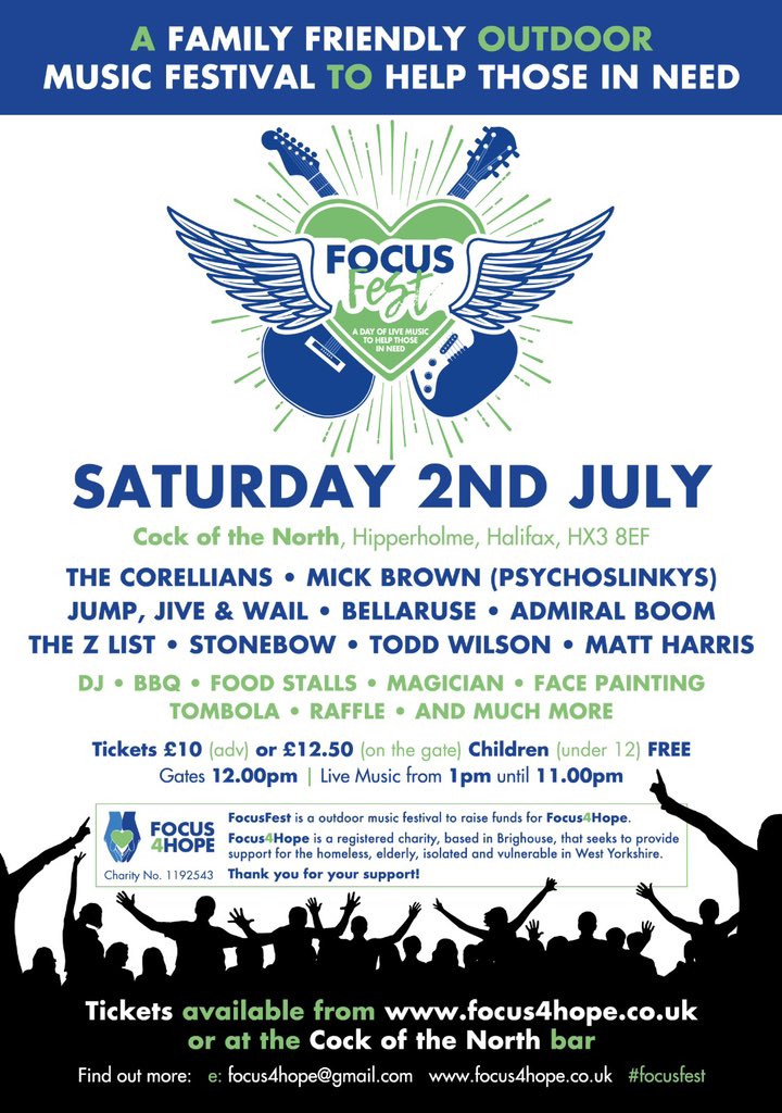 Focus4Hope's tweet photo. ‼️ Not long left to go now for your chance to win 2 tickets to our very own music festival, #FocusFest 🎫🎶🎵 for your chance to enter, give this post a re-tweet & tag 2 of your friends in your post!
The winner will be announced on tomorrow 5pm 💙🎼🤞
#FocusFest #competition https://t.co/7KUPx9SQVh