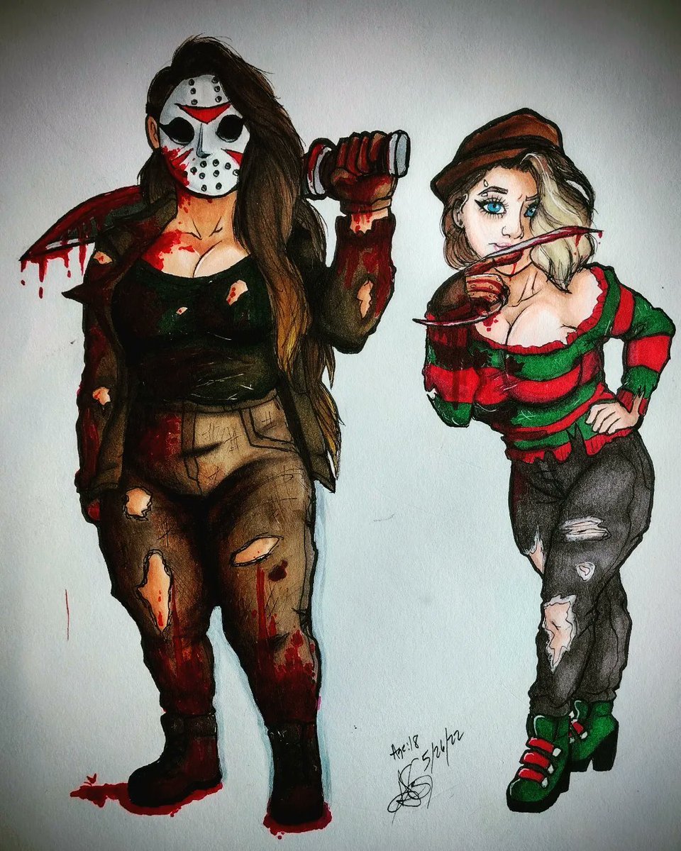 stitches6vi6's tweet photo. Did this art challenge!
Sorry it took me a bit to post!
#JasonVoorhees #Freddykrueger #FridayThe13th #horror #drawing #blood https://t.co/4qVYCIWtu2