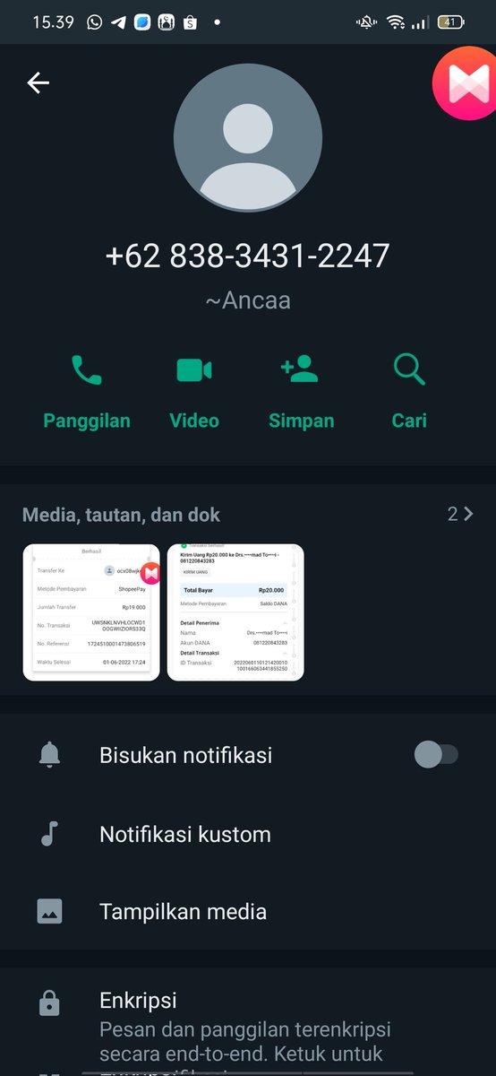 adekhwangyeji's tweet photo. TOLONG BANGET YA INI 081220843283 NOMOR AKU DAN AKU GA GUNAIN INI UNTUK NIPU.

Ini kemarin ada yang cv di aku lewat WA nominalnya 20k dan ternyata dia pake nomer aku buat nipu @AzmillaF .
Nomer shopeepay yang WA aku 0881010548523
0881010548523
Dan WA dia
083834312247
083834312247 https://t.co/bOmkzZFgga