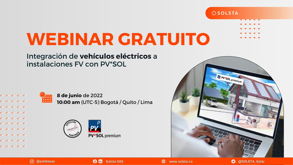 SOLSTA_Solar's tweet photo. 📢 ¡WEBINAR GRATUITO!

Te traemos nuestro #webinargratuito del mes de junio 😁 Aprende a integrar vehículos eléctricos al diseño de instalaciones fotovoltaicas 
🗓️ Miércoles 08 de junio de 2022
🕙 10:00 a.m. (GMT-5) Bogotá / Quito / Lima
ℹ️ https://t.co/t11qky2CDC

¡Te esperamos! https://t.co/HmP9ZEHjaY