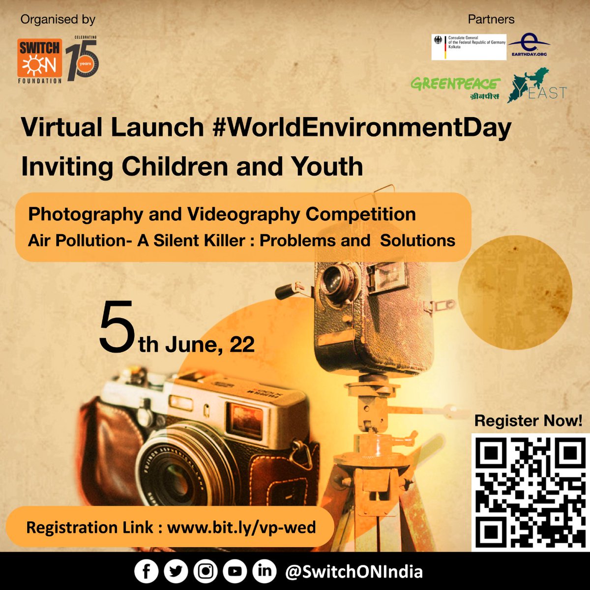 SwitchONIndia's tweet photo. On this #WorldEnvironmentDay @SwitchON is launching an #InnovativeCreative Competition of Photography & Videography based on the theme Air Pollution a Silent Killer - Its Problem & Solution among School& College Students for Jharkhand & Kolkata.
Know more-https://t.co/vxFJmStbfK https://t.co/LyG50zQ2xz