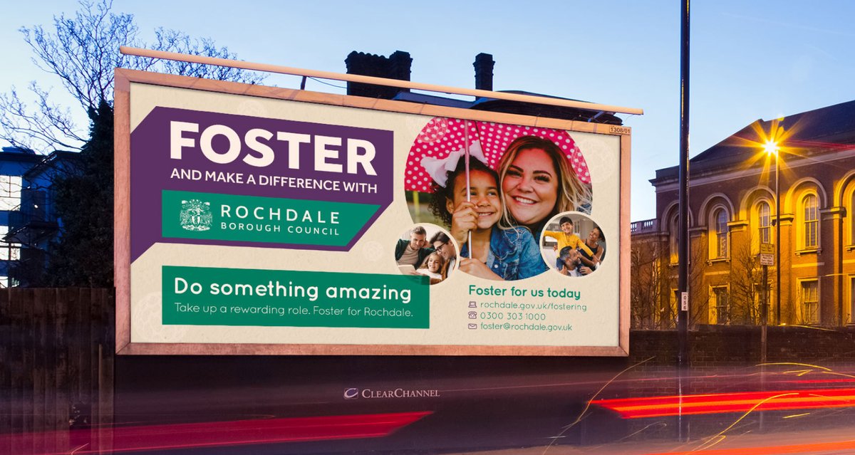 'Do Something Amazing', Rochdale Borough Council's new fostering campaign. 

The new design puts more emphasis on the use of photography in OOH advertising. We avoided the use of typical photography to promote a more authentic view on fostering. 

eu1.hubs.ly/H011dMq0
