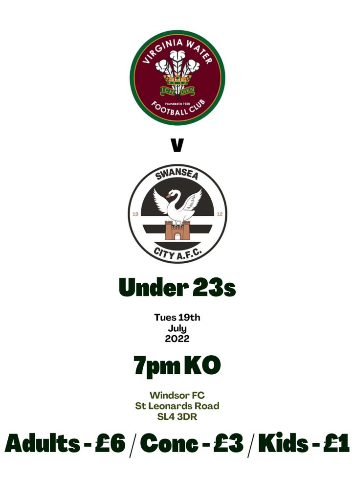 vwfcofficial's tweet photo. 🚨👀 As part of our delayed centenary celebrations, we are delighted to announce that we will host @SwansOfficial U23s in a preseason friendly at Stag Meadow on Tuesday 19th July. https://t.co/fAAu1URbFY