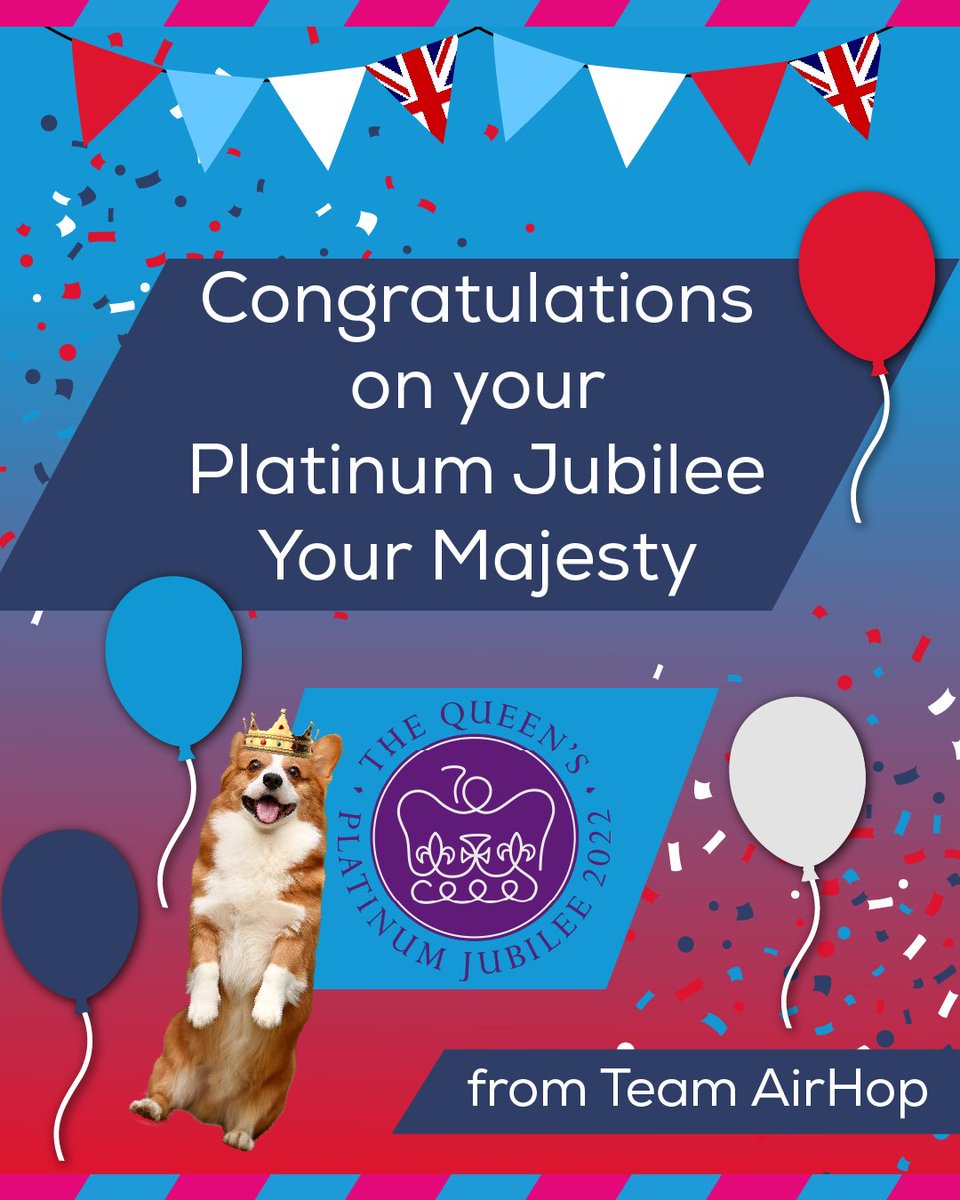 👑We hope everyone's enjoying the #PlatinumJubilee celebrations and the extra days off - great for some #AirHopping! 😆😉

#plattyjoobs #halfterm
