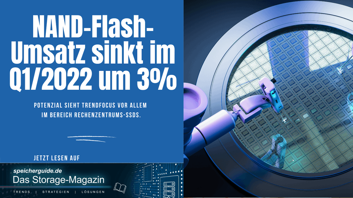 Der #NAND #Flash-Markt leidet: Laut <a href="/Trendfocus/">TRENDFOCUS</a> sank der weltweite Gesamtumsatz im Q1/2022 um 3% auf knapp 18 Mrd. US-Dollar.
Wir haben die Marktzahlen 
👉 speicherguide.de/news/trendfocu…