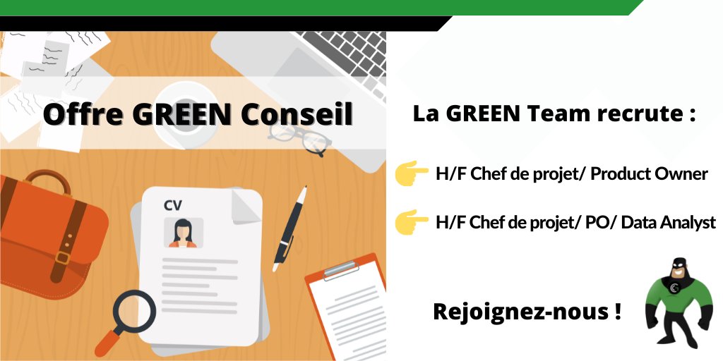 GREENConseil's tweet photo. 📣 Ça bouge chez GREEN ... Nous recherchons de nouveaux #talents pour différentes missions ! 

👉 H/F Chef de projet/ Product Owner
https://t.co/0x2esy9coi
👉 H/F Chef de projet/ PO/ Data Analyst 
https://t.co/doxLkyA8cM

#GREENConseil #chefdeprojet #productowner #dataanalyst https://t.co/repnE7jy6U