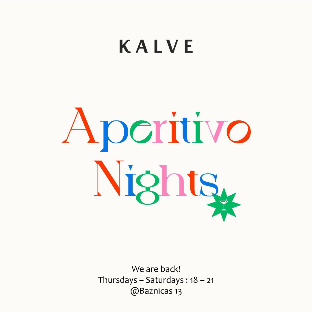 Tiekamies jau šovakar — gaidīsim no plkst. 18 @ Baznīcas 13! 🍸 #KALVEaperitivo