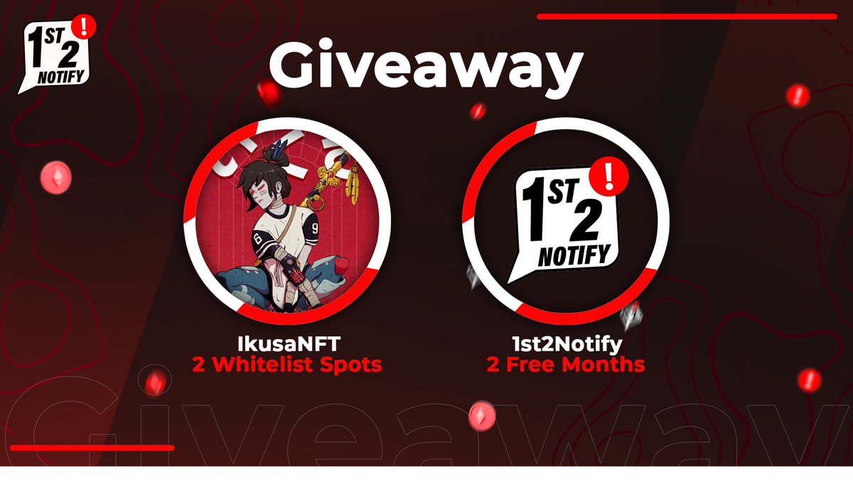 1st2Notify's tweet photo. 🔥24 Hour Giveaway🔥

@IkusaNFT 2 Whitelist Spots 
@1st2Notify 2 Free Months Membership

Like &amp; RT to Enter!

🤞GOOD LUCK🤞 https://t.co/h7mK6hRB3G