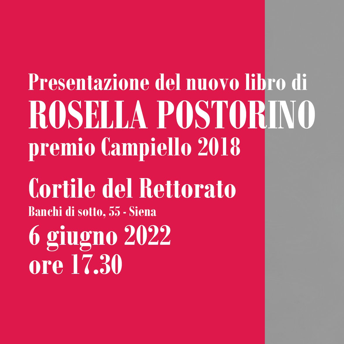unisiena's tweet photo. Presentazione libro
“Io, mio padre e le formiche” di Rosella #Postorino.
📌 6/06 Cortile del Rettorato,
⏰ Ore 17.30, incontro aperto alla comunità universitaria e a tutta la cittadinanza
👉https://t.co/Th4lNU17Jk
Ore 10.30 incontro con le scuole https://t.co/GSR9jAnOXR