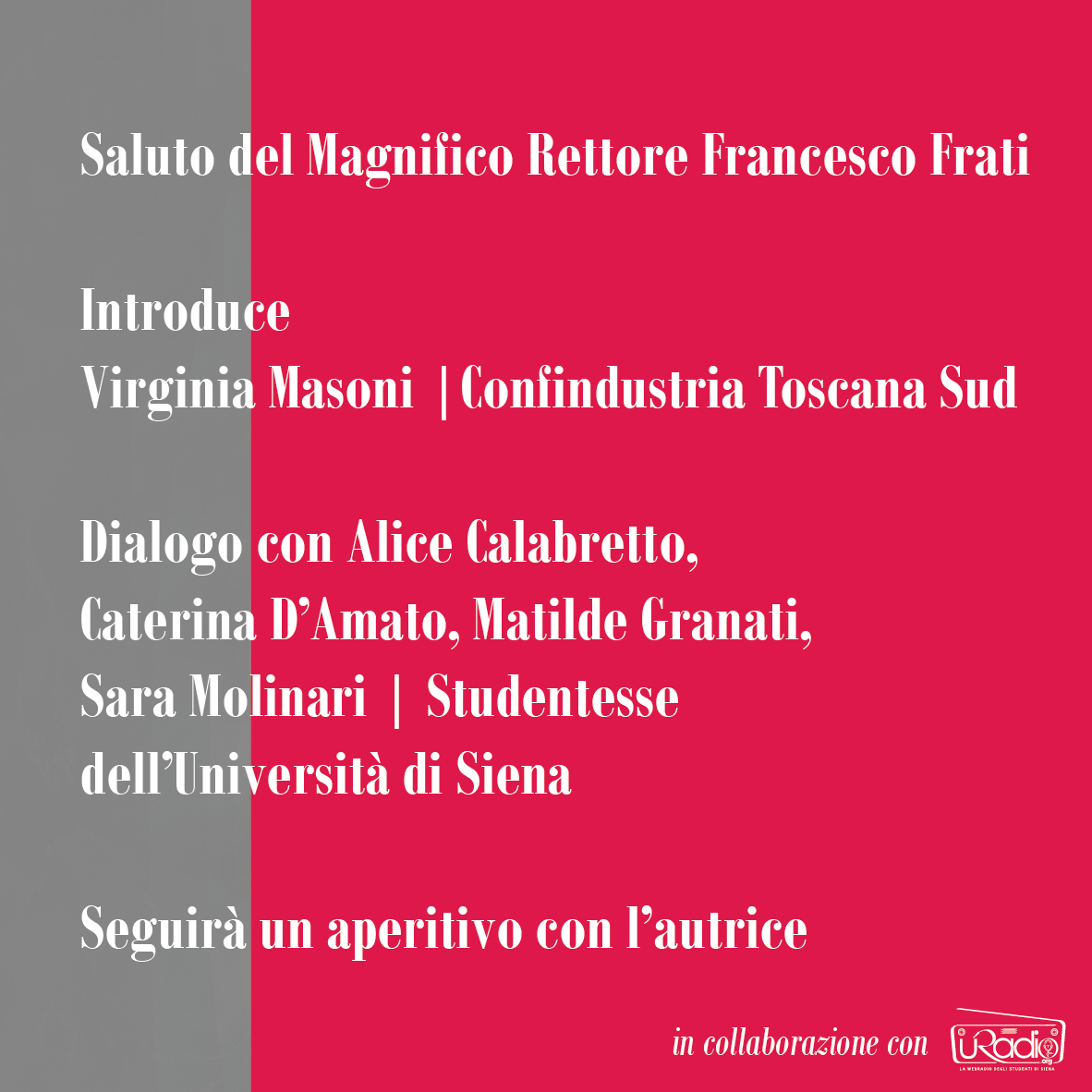 unisiena's tweet photo. Presentazione libro
“Io, mio padre e le formiche” di Rosella #Postorino.
📌 6/06 Cortile del Rettorato,
⏰ Ore 17.30, incontro aperto alla comunità universitaria e a tutta la cittadinanza
👉https://t.co/Th4lNU17Jk
Ore 10.30 incontro con le scuole https://t.co/GSR9jAnOXR