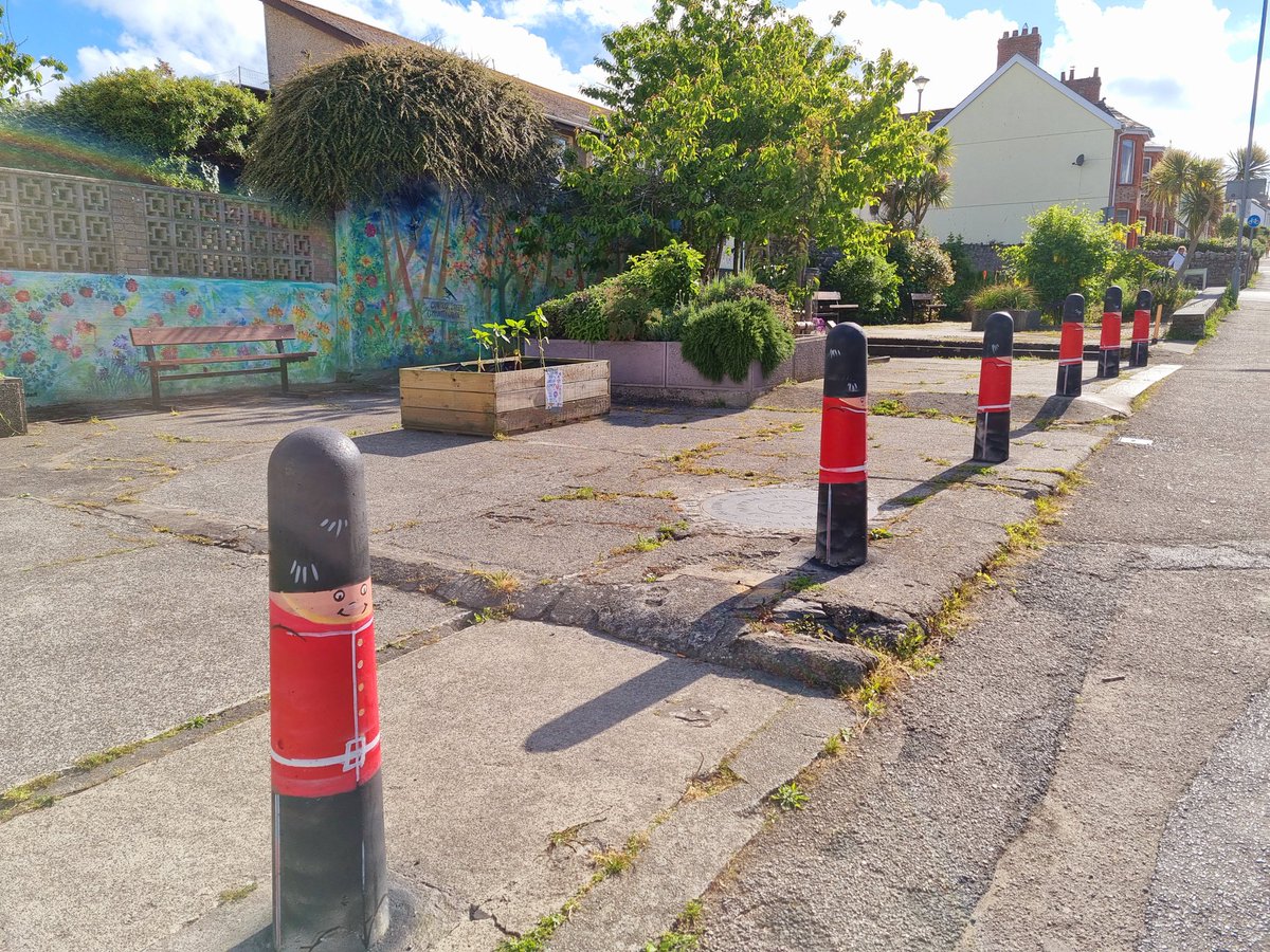#ThisMorning Our lovely little community garden situated in Newquay town with its guards standing proud ready for our party on Saturday.