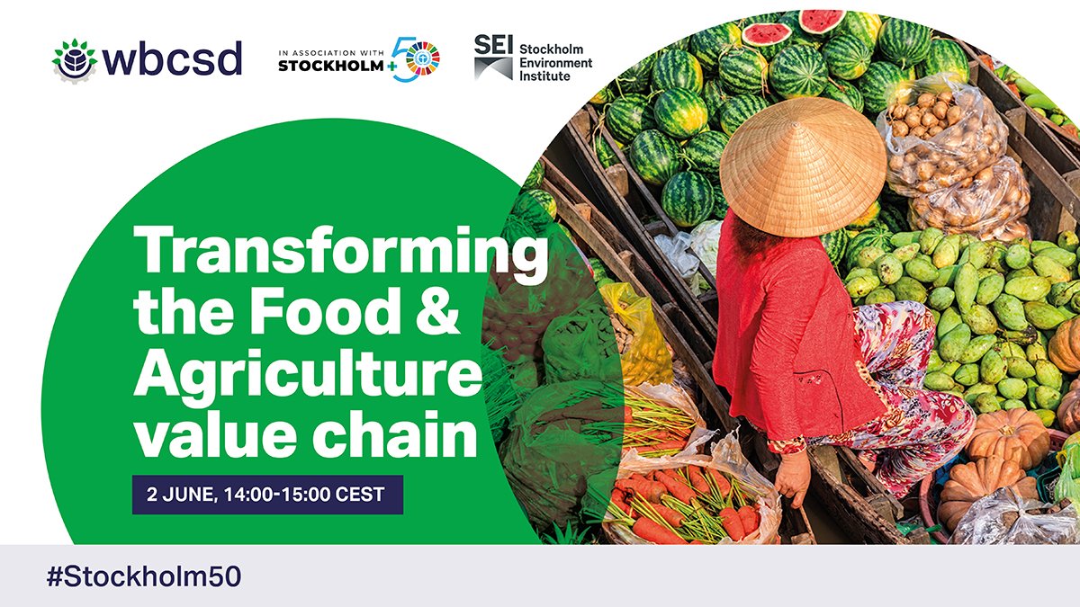 DianeBHoldorf's tweet photo. Join us today at 2pm CEST @StockholmPlus50 to find out how @WBCSD and our members are working together to transform the #food and #agriculture value chain to achieve a regenerative and equitable #FoodSystem. You can register to attend virtually here: https://t.co/MWGFK3vBnd https://t.co/WFbDKDCorJ