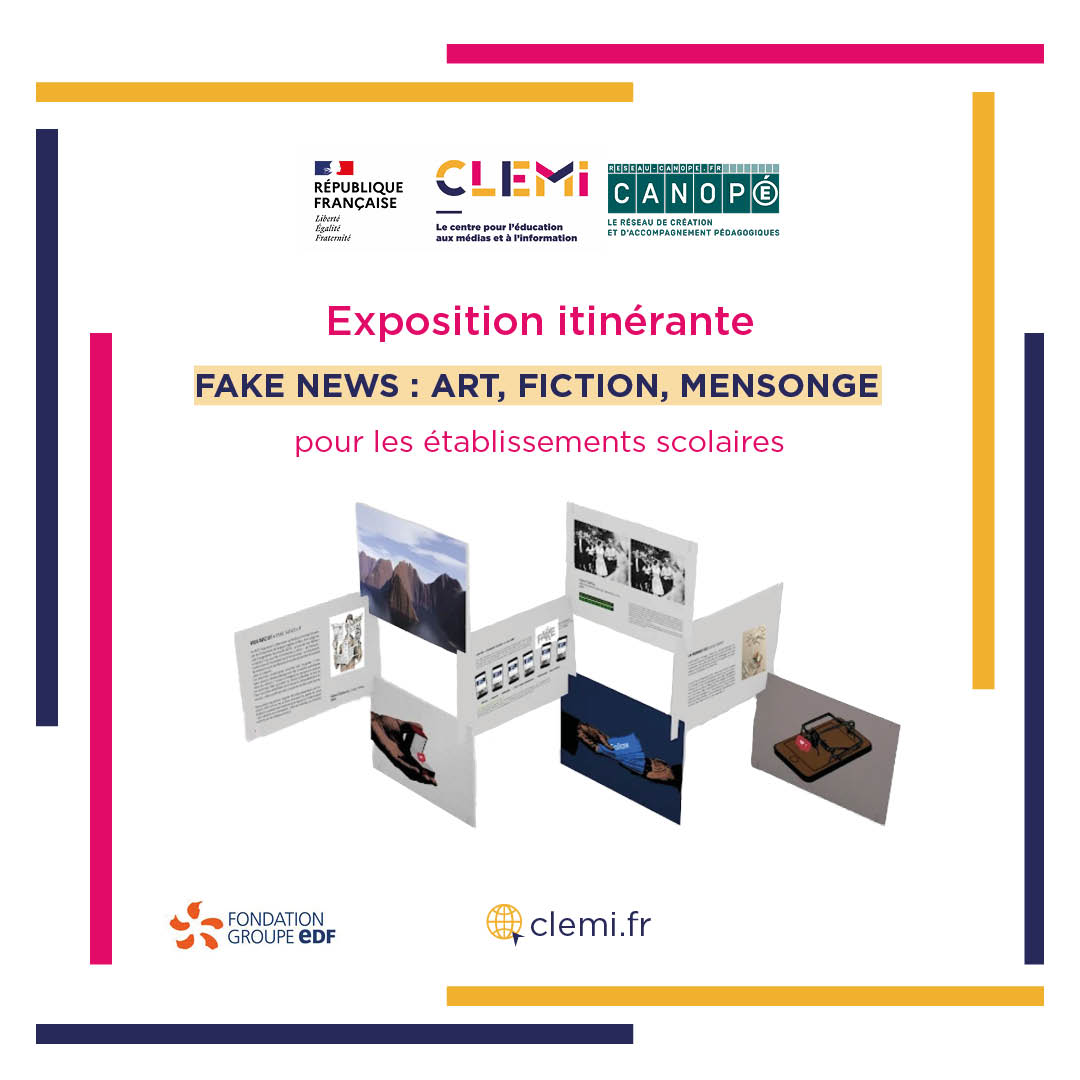 reseau_canope's tweet photo. 📳 « #FakeNews : art, fiction, mensonge » : une  exposition qui interroge la vérité !
❓ Comment reconnaître les Fake news ? Quel est le rôle des artistes ?
➡ Trouvez des réponses dans cette expo proposée par @LeCLEMI en version numérique ou itinérante https://t.co/Z9rghfjKsX https://t.co/7Jc2LZeuGg