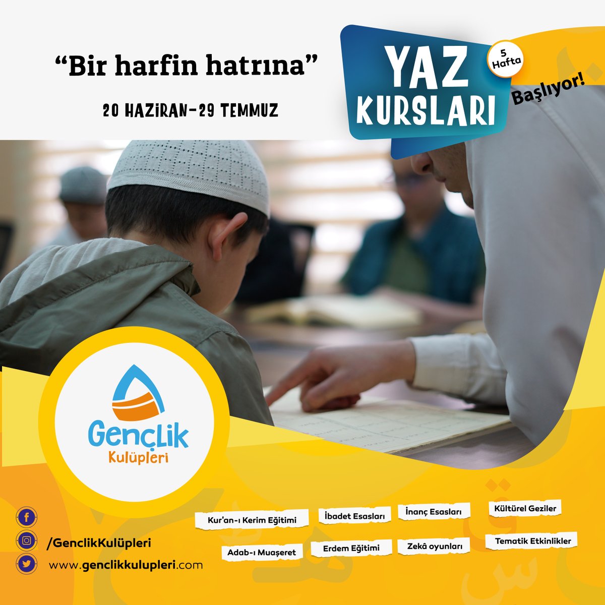 ✔️ Çocuklarımızın, güzel dinimizi ehil hocalardan öğrenmesini ve çeşitli sosyal etkinliklere katılmasını istemez misiniz?  

🚀 Acele edin kontenjanımız sınırlıdır.

❓ Nerelerdeyiz: genclikkulupleri.com/nerelerdeyiz/

<a href="/Genckon/">GENÇKON</a>