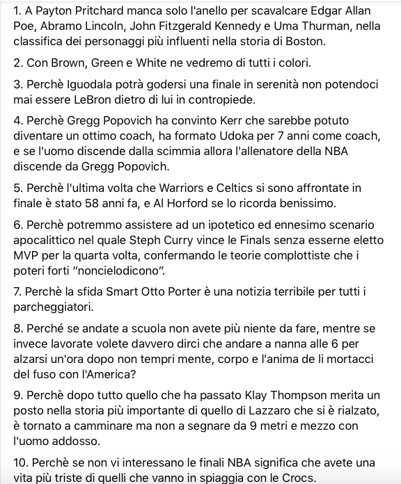 parallelecinico's tweet photo. 10 motivi per guardare le Finals NBA che iniziano stanotte:
(post➡️ https://t.co/DTvLYTCgji)
#NBAtipo https://t.co/JI4RGeTSok
