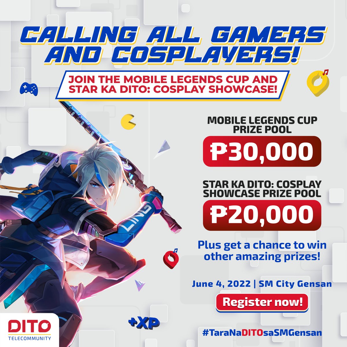 DITOphofficial's tweet photo. Do you have what it takes to be the Mobile Legends Cup Champion and Star Ka DITO: Cosplay Showcase Champion? Register now!

Here's how 👇

📌 MOBILE LEGENDS CUP REGISTRATION:
https://t.co/elqx8OoezJ 

📌 STAR KA DITO: COSPLAY SHOWCASE REGISTRATION: https://t.co/VeRUDq2MHw https://t.co/F5ha1QR4Xv