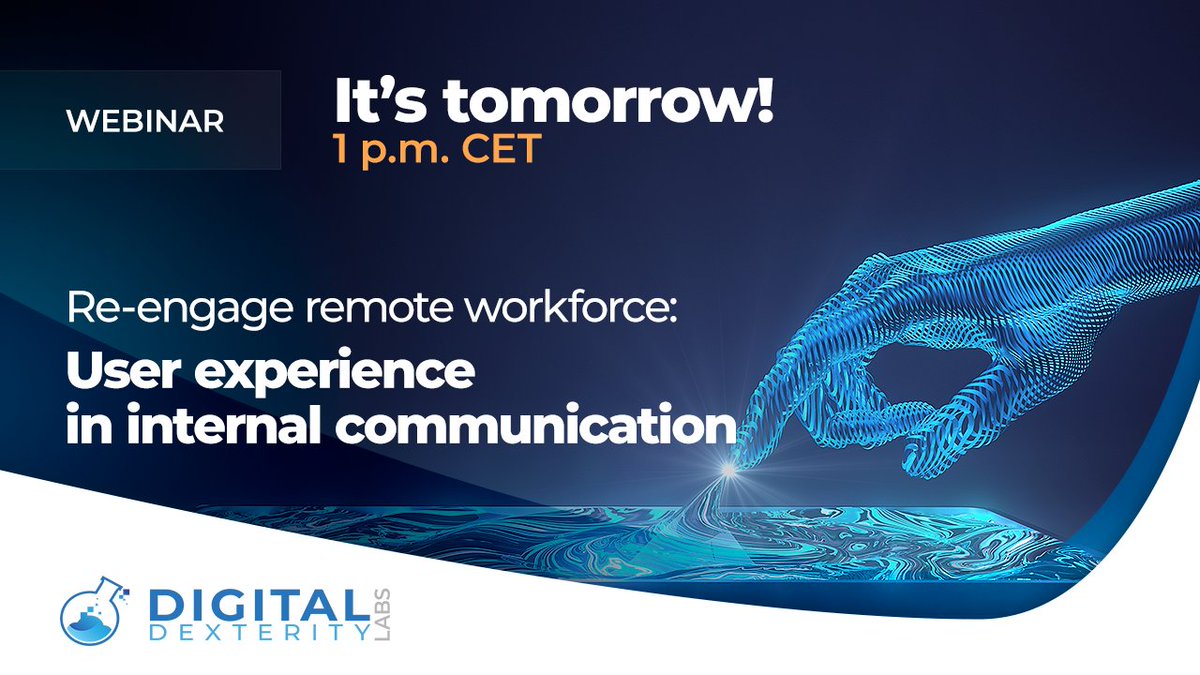 DexterityLabs's tweet photo. Bring out your employees’ potential by re-engaging them in the life of your company!
We'll recommend methods to improve user experience in everyday communication.

📅3rd of June 2022 ⏰1 PM
You can still register!
🌐 https://t.co/p6ZQW8sW4t

#webinar #remotework #communication https://t.co/m3gJSx3Hyv