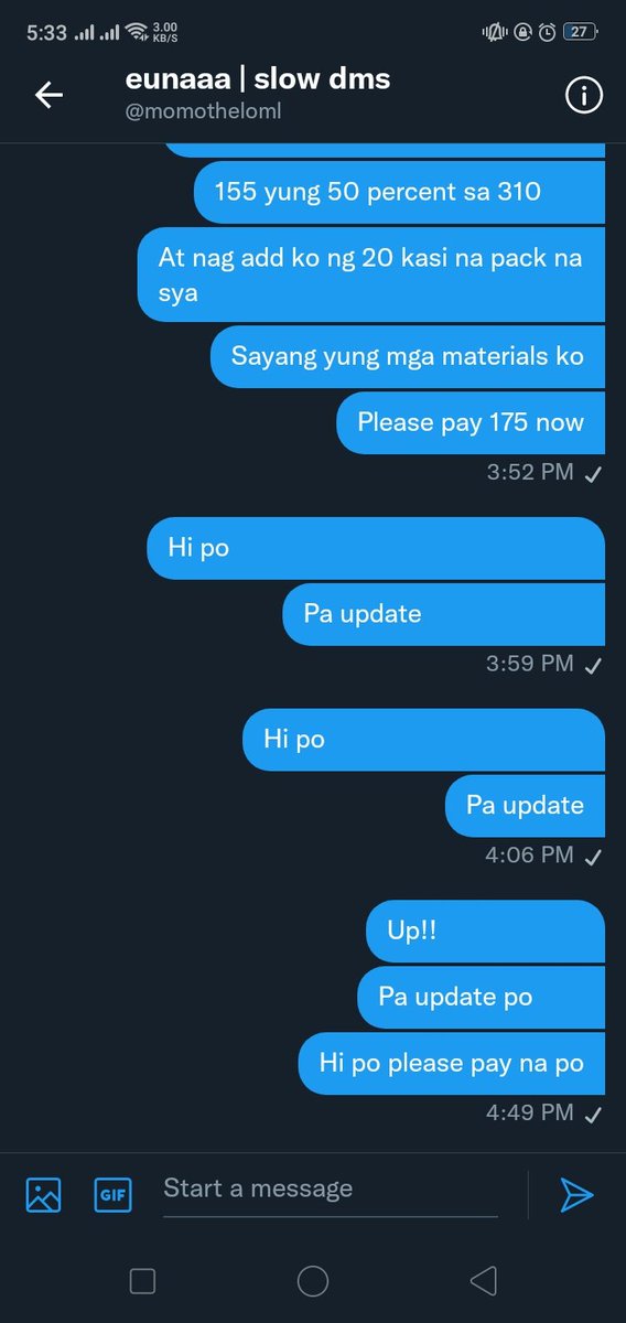 wtbmomowilsign's tweet photo. EXPOSING THREAD ! 
• just encountered my first bogus buyer and she has been wasting my time for too long + she won't pay for the cancellation fee :/ 

exposing user @/momotheloml ; bogus miner 

- I will only delete this post if na settle na payment and if accusations are wrong https://t.co/5OBs4tNhbO