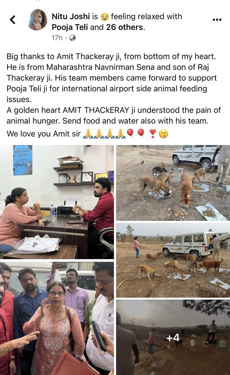 Big thanks to Amit Thackeray ji, from bottom of my heart. <a href="/RajThackeray/">Raj Thackeray</a> <a href="/hemalpatel2506/">Adv. Hemal R. Patel</a> <a href="/vijayVsinghTOI/">Vijay V Singh</a> <a href="/Manekagandhibjp/">Maneka Sanjay Gandhi</a> <a href="/pfaindia/">People For Animals India</a> <a href="/PetaIndia/">PETA India</a> <a href="/asharmeet02/">Meet Ashar</a> <a href="/PandeyKamna/">Kamna Pandey 🌱</a> <a href="/Sumanvirwani/">Suman Virwani</a> <a href="/TOIMumbai/">TOI Mumbai</a> 🙏🙏🙏
