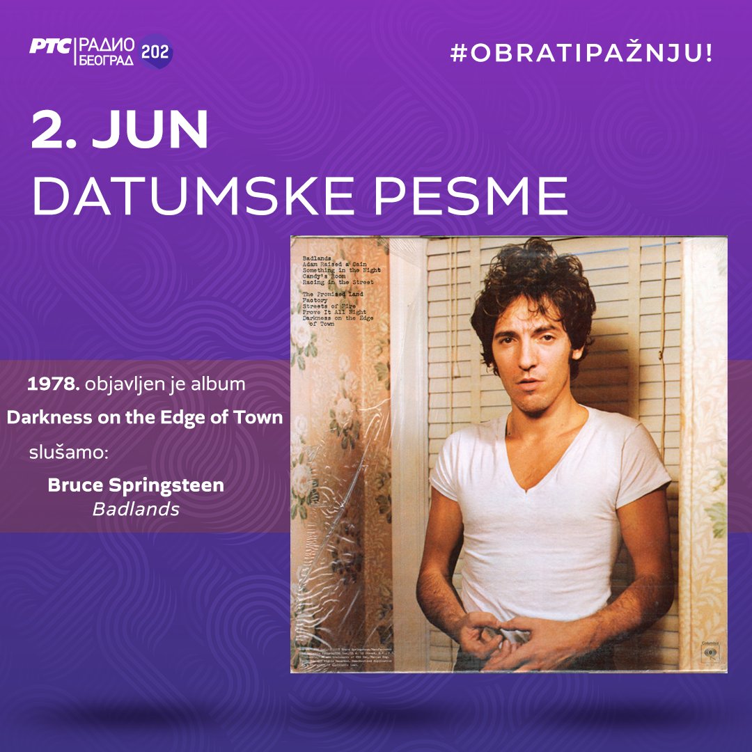 Beograd202's tweet photo. 🗓️ #DatumskePesme - radnim danima od 14
1972. ✴️ PINK FLOYD - album #ObscuredByClouds
1978. ✴️ BRUCE SPRINGSTEEN - album #DarknessOnTheEdgeOfTown
1986. ✴️ QUEEN - album #AKindOfMagic
2001. ✴️ AEROSMITH - singl #FlyAwayFromHere
#2jun #NaDanašnjiDan
#2June #OnThisDay https://t.co/V0Knubf9za