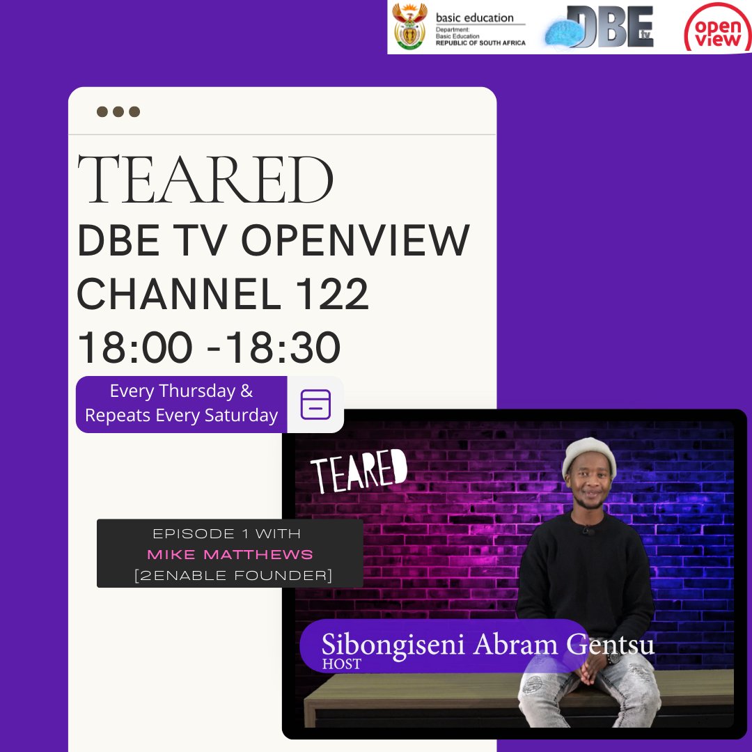 dbe_tv's tweet photo. Our new show called TEARED is premiering today at 18:00 on DBETV channel 122, on OVHD!! We are very excited and we hope you are just as excited!!!๐
@2EnableOrg
#Newshow #premiere #youtube #instagram #ticktok
#tv #TEARED #DBETV #Channel122 #DBE #Openview https://t.co/m9nvi63A4V
