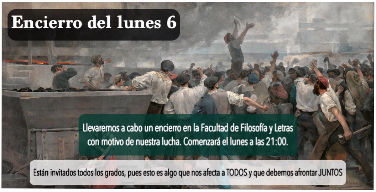 ‼️Nos encerramos en la facultad de Filosofía y Letras‼️

Este lunes día 6 nos encerramos en la facultad de Filosofía y Letras con la asamblea <a href="/HHdaNOSECHANUGR/">HHda STOP DESAHUCIO UGR</a> en contra del traslado del grado de Historia del Arte al V centenario.