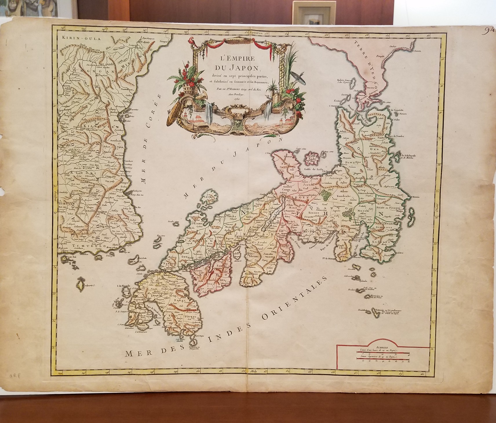 丸善雄松堂株式会社 古書部 ロベール 日本帝国図 彩色 Robert De Vaugondy Gilles Paris Gilles Robert De Vaugondy 1750 1753 ロベールは地図製作を手掛ける出版者であり フランス王朝の地理学者もつとめた人物です ワールド アンティーク