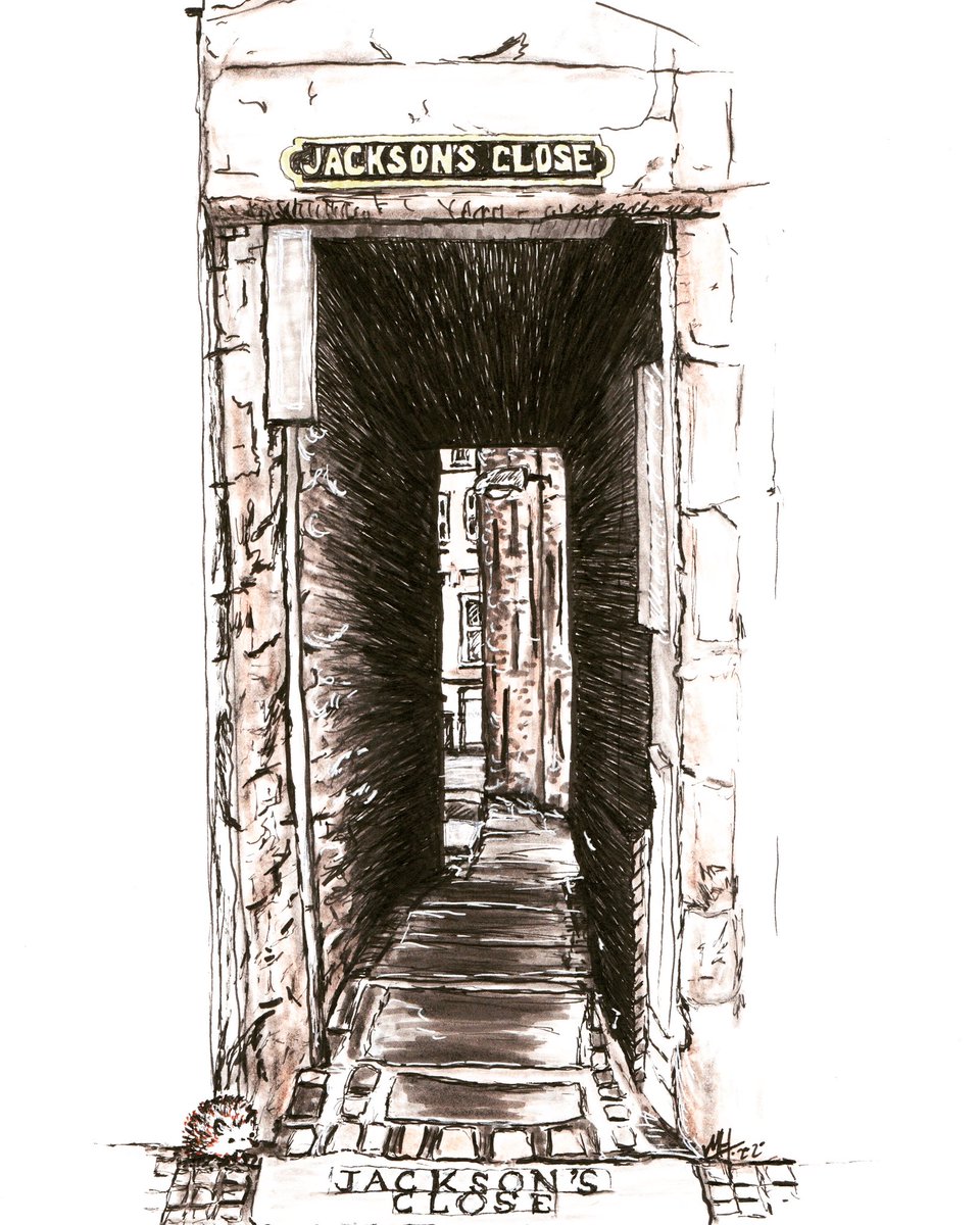 EdinburghFoxInk's tweet photo. #throwbackthursday is ‘Jackson’s Close’. This is part of my Closes Collection that are available locally or on my Etsy shop. This one has a little hedgehog passing by. All my closes have local wildlife featured. #jacksonscloseedinburgh #edinburgh #oldtownedinburgh #edinburghclose https://t.co/RSL6OFs6ZJ
