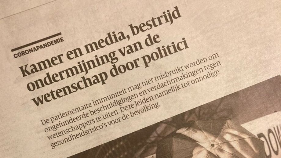 Namens ruim 300 wetenschappers, 14 Rectores Magnifici van de Nederlandse universiteiten en alle decanen geneeskunde hebben prof. dr. <a href="/MarcBonten/">Marc Bonten</a> en prof. dr. <a href="/MarionKoopmans/">Marion Koopmans, publications: https://pure.eur.nl</a> een opiniestuk geschreven in de <a href="/Volkskrant/">de Volkskrant</a>: umcutrecht.nl/nl/over-ons/ni…