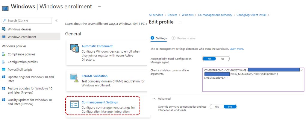 panusaukko's tweet photo. The new Co-management settings option is the easiest way to install #MEMCM client to #MSIntune #Autopilot devices.
To configure: Just copy ccmsetup.msi command line from #MEMCM Cloud Attach properties and assign it to AAD groups.
Here is a small 🧵about the feature. https://t.co/aIKD7dGPlb