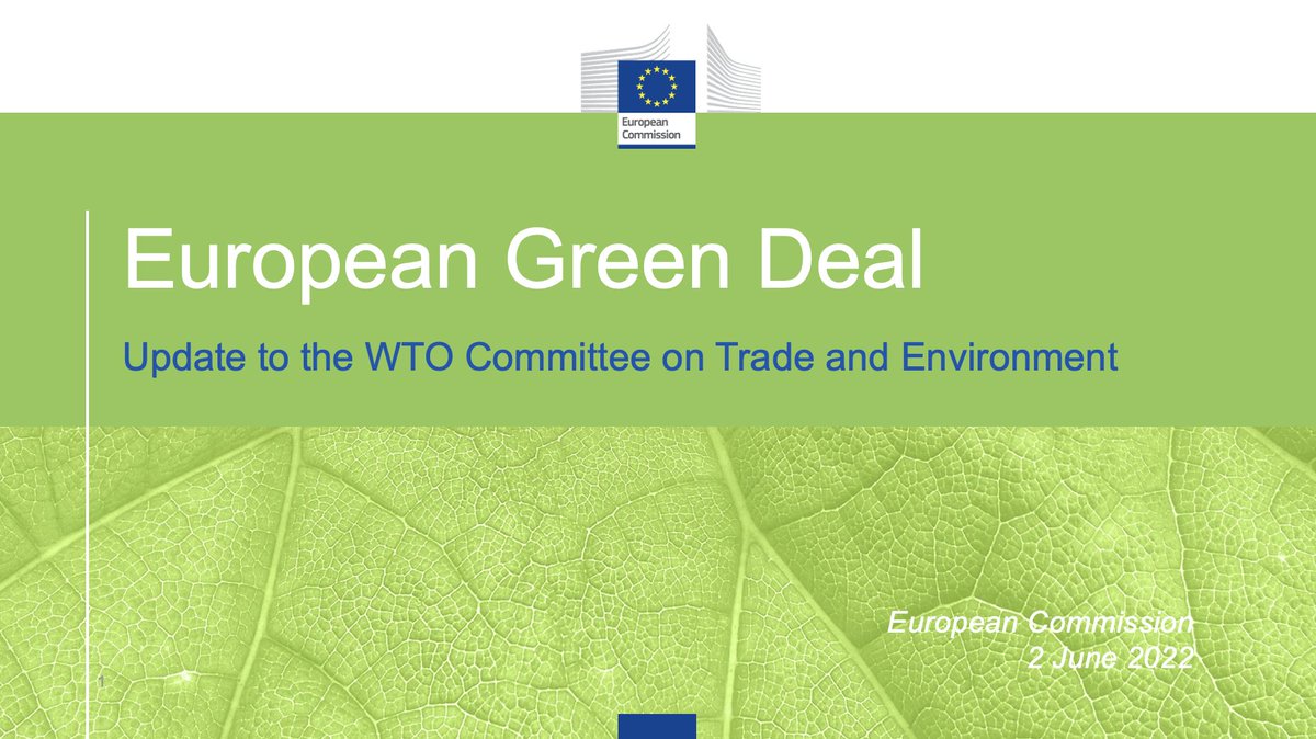 EUmissionWTO's tweet photo. How does the #EUGreenDeal affect global trade❓
 
Today, 🇪🇺 updated @WTO Members at the Committee on Trade &amp; Environment.

✅ Transparency is the bedrock of strong #multilateralism.

👇 More info on #EUGreenDeal updates: 
 
https://t.co/j2OcPxrcNT
https://t.co/POy1DJFYfC https://t.co/e0WLyb2Tn8