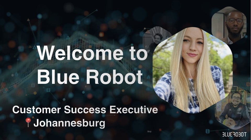 bluerobot_'s tweet photo. .@JohaniPretorius is the latest addition to our Customer Success Team. Welcome to Blue Robot 🤖 #BestInClass #InvestInHumans https://t.co/7eL5OuV8ph