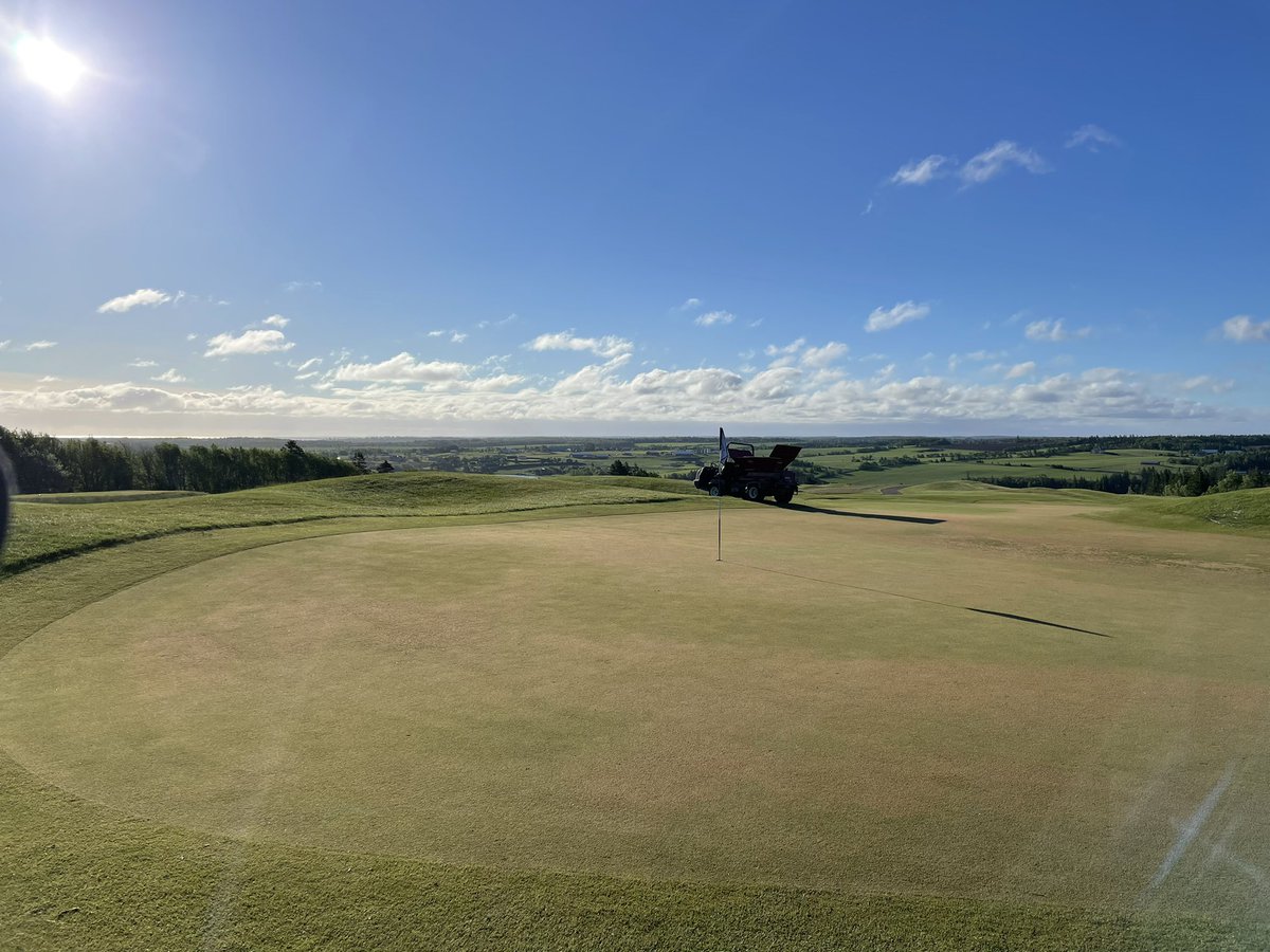 Greens rolled this morning, sand going down on the Front 9 greens. It will be matted in following setup working 9 back. Pins and blocks moved, green sides raked. High of 11.