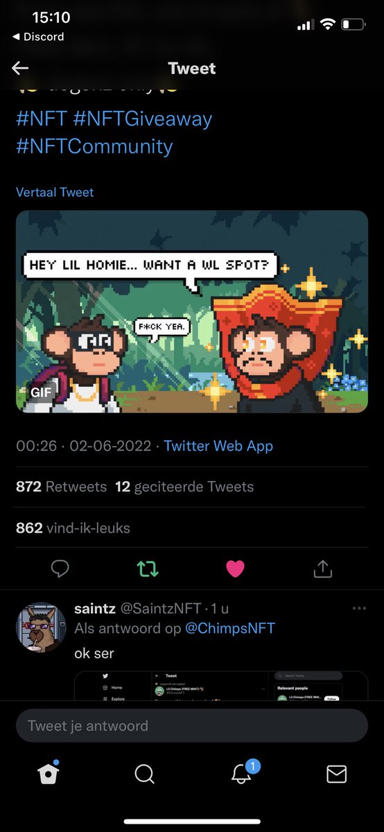 AW313_'s tweet photo. @ChimpsNFT Done sir https://t.co/DnWbOBPqTr