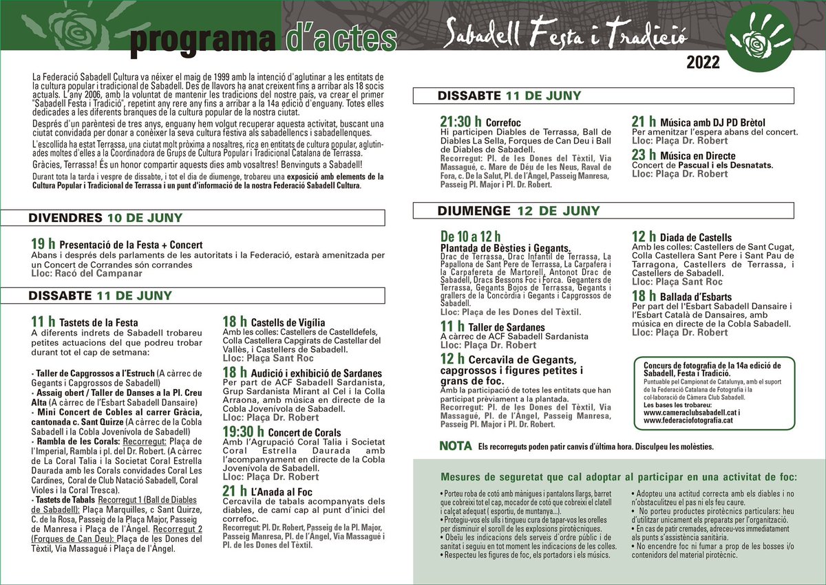 Tornem a les tradicions! 10, 11 i 12 de juny a Sabadell